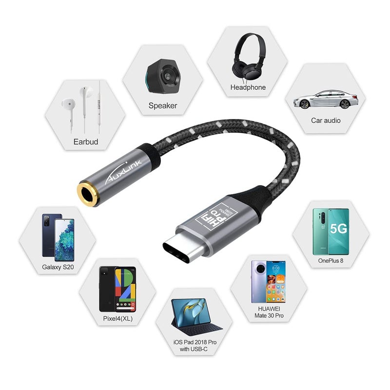 AuxLink USB C to 3.5mm Audio Adapter 3Packs, USB Type C Headphone Adapter Hi-Fi DAC Chip, USB C to Headphone Jack Female Aux Adapter for iPhone 15, Samsung Galaxy S22 S21 S20 Plus/Ultra Note 20/10 - Image 4